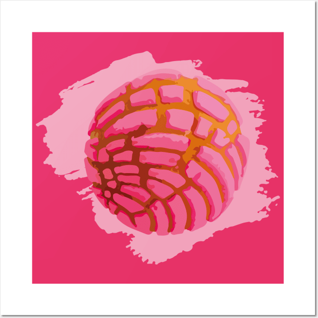 Pink concha bread mexican concha pan dulce mexican food lover Wall Art by T-Mex